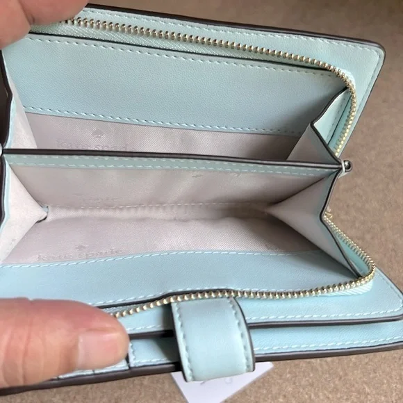 NWT Kate Spade Spade Flower PVC Wallet (Blue Glow) - Picture 8 of 9